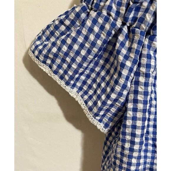 A. Byer  Blouse, Cold Shoulder, Navy & White Checkered Square Dance Western O - Picture 5 of 5